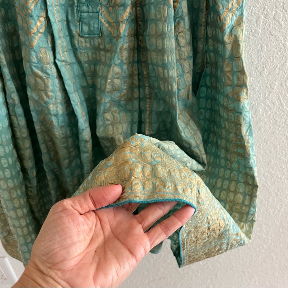 Rococo Turquoise/ Green and Gold Geometric Print MIDI Dress Size S/M - Picture 5 of 8